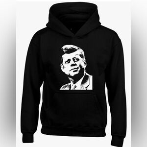 JFK White on Black John F. Kennedy Silhouette Hoodie Size Large-like new